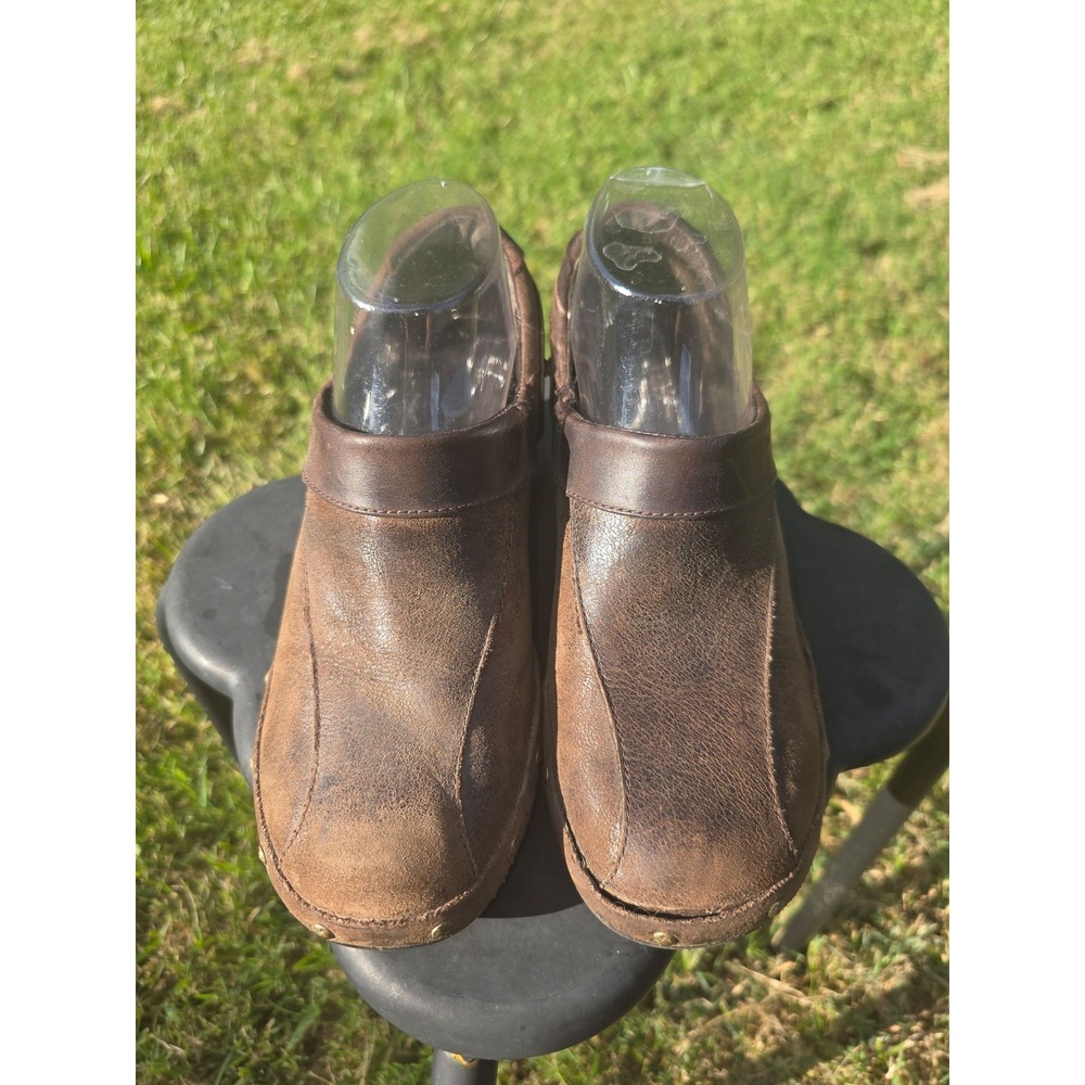 Merrell Luxe Wrap Womens Brown Leather Studded Slip On Mule Clogs - Picture 2 of 10